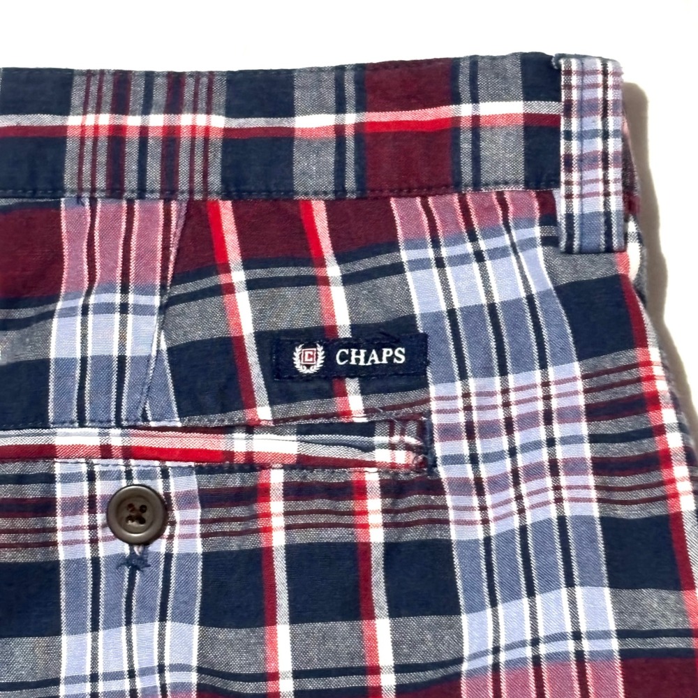 CHAPS Preppy Plaid Shorts Men 42 Blue Red White Classic Fit Cotton Summer‎ - Picture 5 of 5